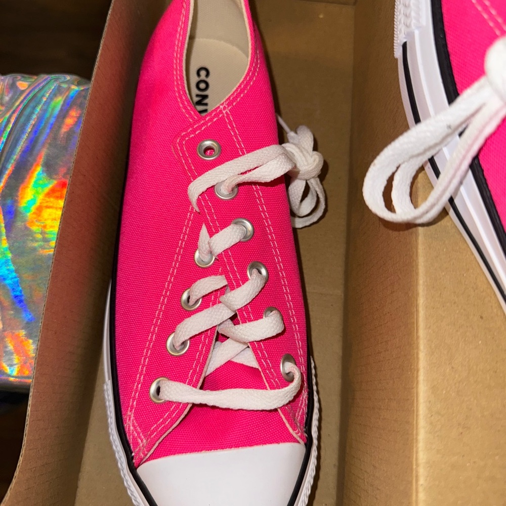 Converse Pink Canvas Sneakers with White Accents